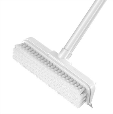 China Sustainable Floor Scrub Brush with Long Handle 2 in 1 Scrape Tub and Tile Brush for Bathroom, Patio, Kitchen, Wall and Cleaning De for sale