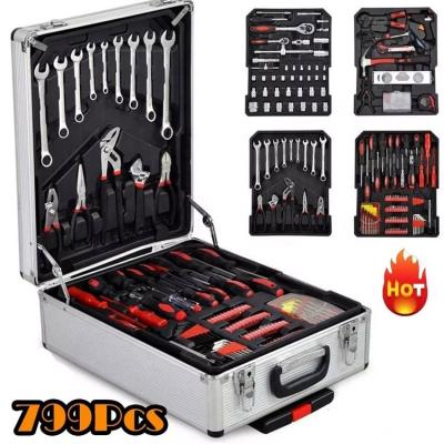 China Portable Professional Door And Window Vanadium Home Garage Repair DIY Tool Chrome Vanadium Tool Box Set 799/46pcs Chrome for sale