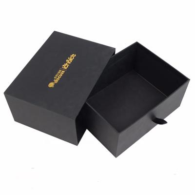 China Recyclable Luxury Custom Logo Printed Cardboard Drawer Structure Wallet Matte Black Fancy Paper Gift Box for sale