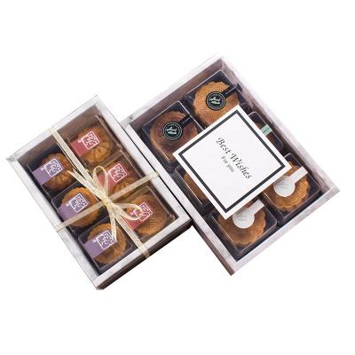 China Handmade Chocolate Marble Pastry Bakery Gift Box Cupcake Macaroon Packaging Paper Box With Clear PVC Window for sale