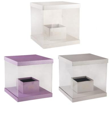 China Materials Creative Design Recycled Clear PVC Flower Square Transparent Box for sale