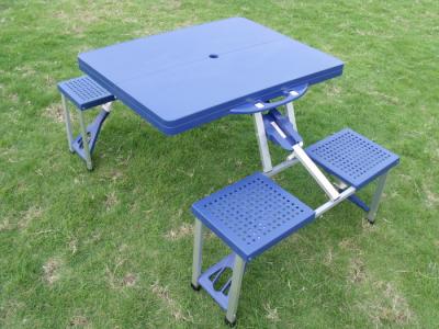 China Durable Blue ABS Plastic Folding Camping Table And Chairs For Picnic for sale