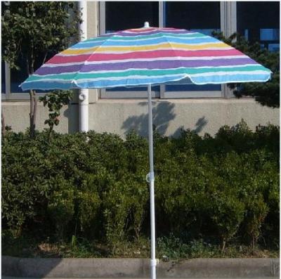 China Large Manual Open Beach Sun Umbrella / Rainbow Striped Outdoor Umbrella for sale