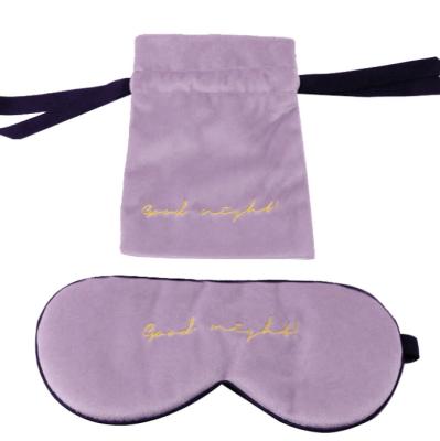 China Wholesale Custom Logo Luxury Travel Eye Mask Anti-puffiness Velvet Sleep Mask Silk Eye Mask With Pocket for sale