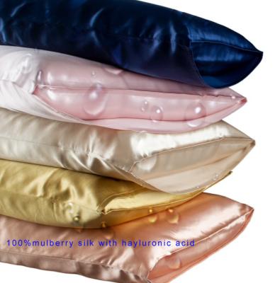 China OEKO-Tex100 6A 22mm 100% silk pillowcase mulberry non-toxic double-sided hyaluronic acid silk pillowcase for sale