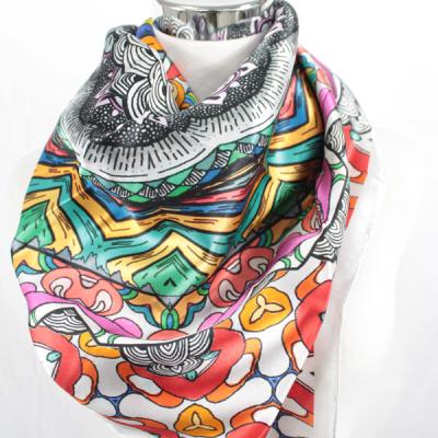 China Chinese Square Digital Print Custom Design Silk Square Scarf for sale