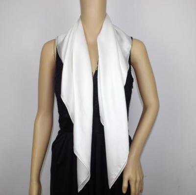 China Wholesale Customized Painting Pattern White Long Silk Satin Scarves for sale