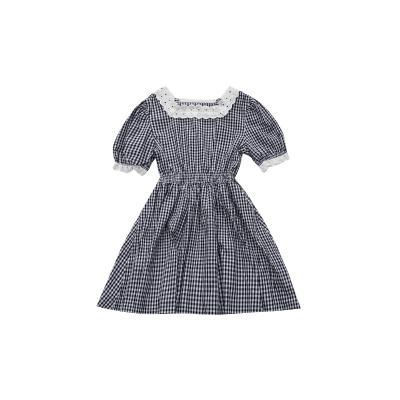 China New QUICK-DRY summer cotton plaid dress lace lace mother-daughter outfit parent-child outfit for sale