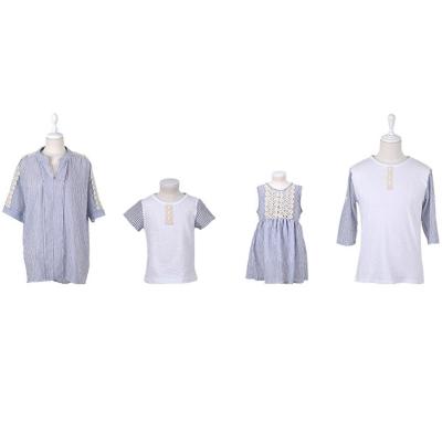 China Anti-Shrink Summer new mother-daughter outfit parent-child outfit stripe pastoral stitching element for sale