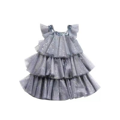 China Summer Breathable Girls Lace Up Mesh Princess Skirt Sky Sundress Dress for sale