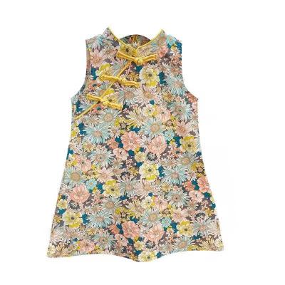 China Breathable Chinese Style Little Princess Cheongsam Dress Children's Floral Vest Dress Skirt Improved Cheongsam for Girls and Babies for sale