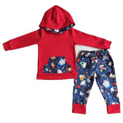 China Boy's Casual Hooded Sweater Cartoon Clothing Children's Autumn Winter Long Sleeve Pants Suit Children's Clothing for sale