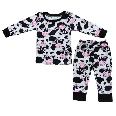 China Long-sleeved cow clothes to the winter children's pajamas of the girl's casual clothing print pants suit children's pink for sale