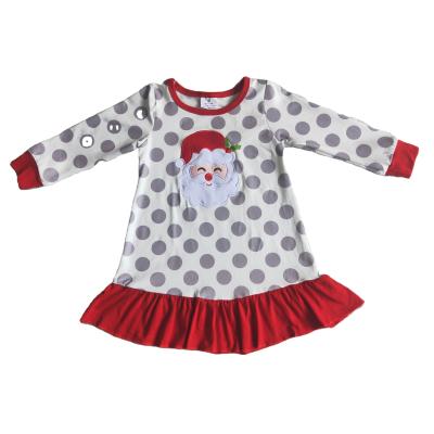 China 2021 Autumn Winter Girl Old Man Red Polka Dot Gray Ruffled Skirt Viable With Long Sleeves Kids Clothing for sale