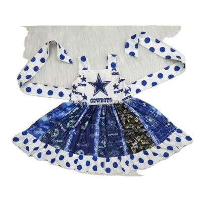 China Sustainable Dress Girl's Autumn Kids Clothing Santin Print Summer Sleeveless Clothes for sale