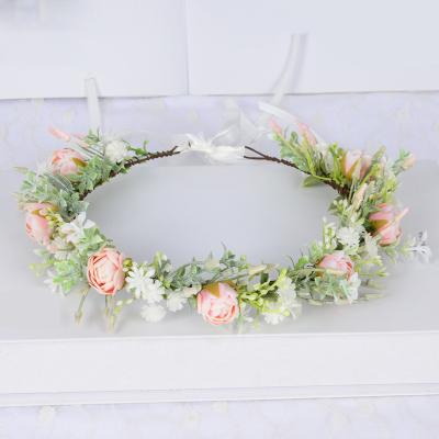 China New Design Girl Hair Accessories Rose Flower Headband Around Corolla Girl Hair Crown Flower Tiara Garland Hair Accessories for sale