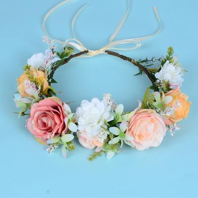 China Factory direct sales artificial large bridesmaid hair accessories crown women's hair crown Corolla flower crown for sale