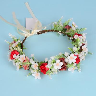 China Popular Handmade Flower Hair Accessories Flower Full Crown Star Rose Headband Crown Flores Curonald Hibiscus for sale