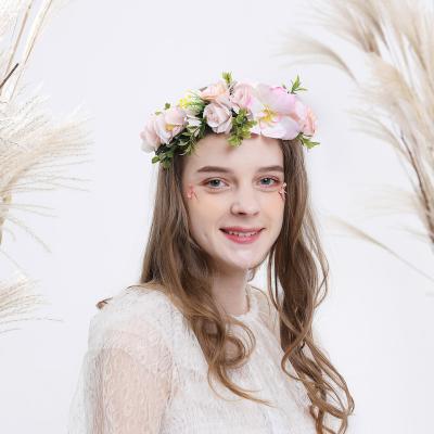 China Hair Accessories Wholesale Garland Bridal Floral Light Headdress Bridal Hair Circle Hair Wreath Bract Maternity Photo Shoot for sale