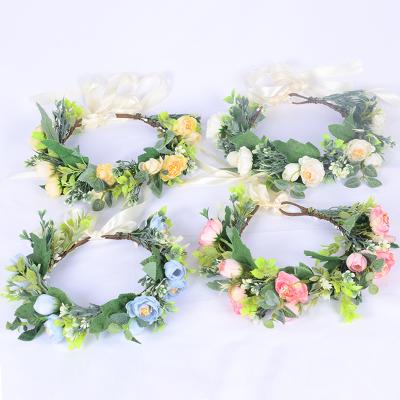 China Artificial Hair Accessories Artifact Corolla Headband Wedding Hair Accessories Floral Garland Garland Bohemian Headband for sale