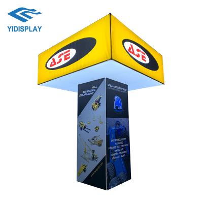 China Indoor Aluminum Frameless Floor Standing Pillar 4 Sides Aluminum Frameless Floor Advertising LED Display Trade Show Exhibition Pillar Advertising Light Boxes for sale