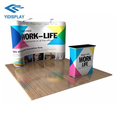 China Exhibition Stand Used Exhibition Booth Design Tension Fabric Trade Show Booth Advertising Backdrop Display Stand With Fader-Resistant Stretch Fabric for sale