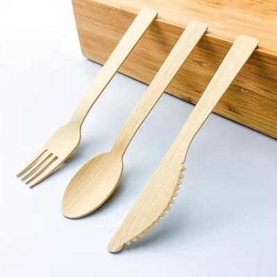 China Wholesale Disposable Bamboo Cutlery Spoon Fork Knife Set Disposable Biodegradable Tableware Cutlery for sale