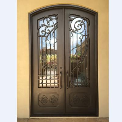 China Luxury Swing Cast Iron Entrance Door Grille With Glass Door for sale