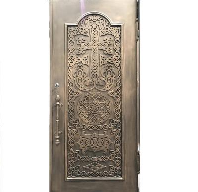 China YK-787 Swing Laser-engraving Custom Wrought Iron Luxury Door for sale