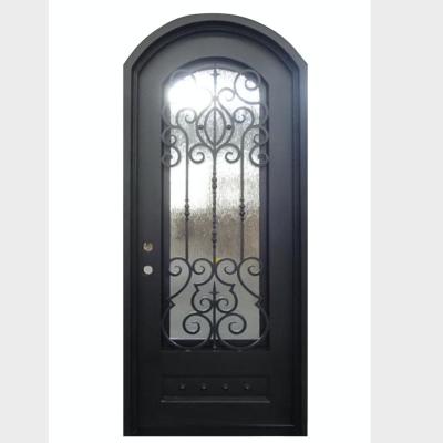 China 2019 Popular Swing Design Arch Top Single Iron Entry Door for sale