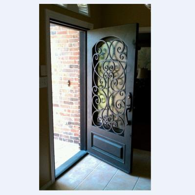 China Swing Security Popular Single Wrought Iron Door With Low-E Glass for sale