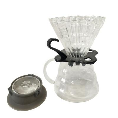 China Sustainable High Grade Glass Dripper Coffee Maker Set Coffee Pot For Hand Made Coffee for sale