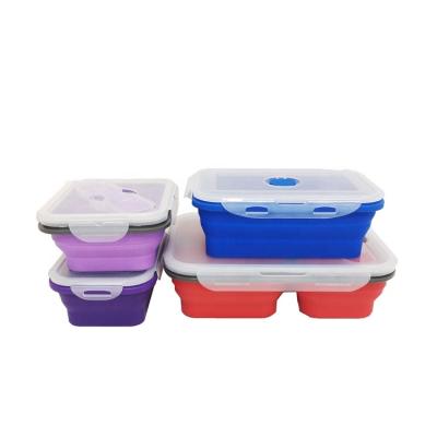 China Hot Sale Heatable Food Grade Silicone Universal High Capacity Metal Bento Lunch Box BPA Free for sale