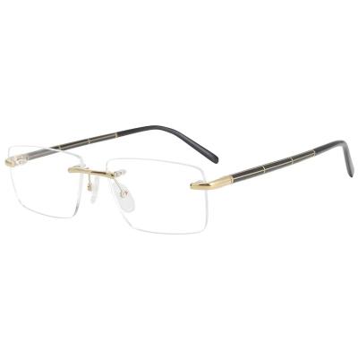 China Square classic pure titanium rimless optical frames Shenzhen IP plating spectacle eyewear frames optical frames glasses for sale