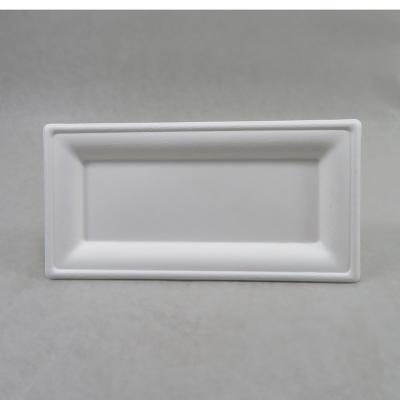 China Disposable Disposable Sugarcane Bagasse Paper Rectangle Dish for sale