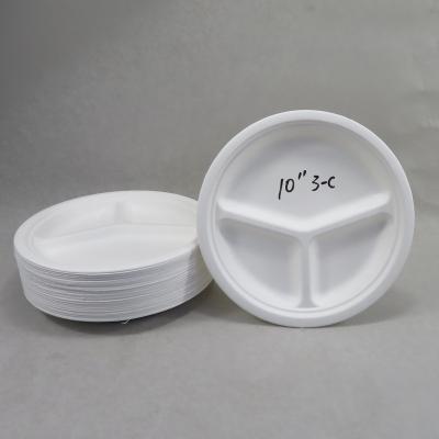 China Biodegradable 3 Compartment Disposable Straw Paper Plate 3 9 10 Compartment Wheat Sugarcane for sale