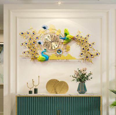 China Creative peacock wall clock personalized by restaurant background wall radio decorative watch for sale