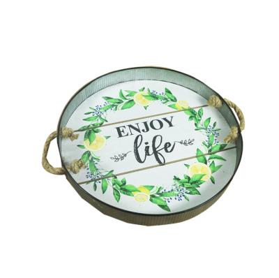 China Receive American Decoration Tin Home Large Book Shelf Tray Iron Storage Dish for sale