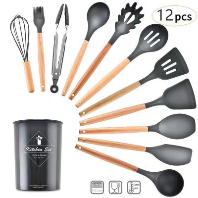 China Sustainable 12 Pcs Silicone Cookware Cookware Cooking Tools Silicone Kitchen Utensils Set for sale