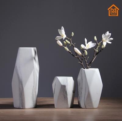 China (1300 Degrees) Nordic High Temperature Fired Living Room Vase: Modern Simple Marbled Ceramic Flower Arrangement Vase For Home Decor for sale