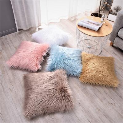 China Home Decor Anti-Bacteria China Factory Decor Faux Sheepskin Fur Shaggy Pillow for sale