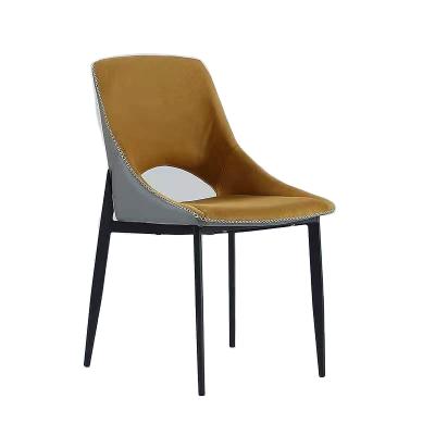 China Modern Simple Nordic PU Dining Chairs Velvet High Quality Luxury Seat With Metal Frame for sale