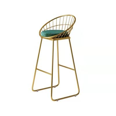 China Modern high quality luxury armless dining chair with metal gold frame new design bar stool for sale