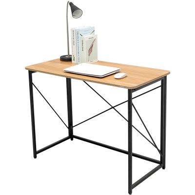 China Manufacturer Folding Table Home Office Computer Desk Metal Collapsible Working Console Table With Wood Desk for sale