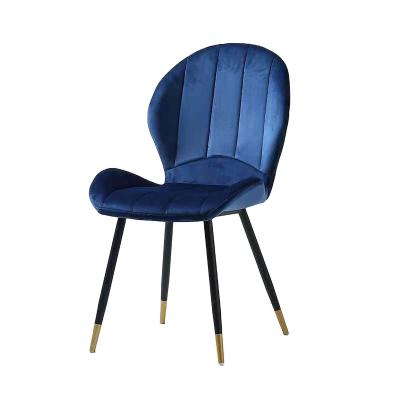 China Comfotable Home Dining Room Furniture Hot Selling Luxury Blue Velvet Dining Chair With Metal Frame for sale