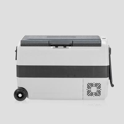 China 60L Plastic Portable Mini DC Compressor Freezer Car Camping Outdoor Battery Operated Fridge Freezer for sale