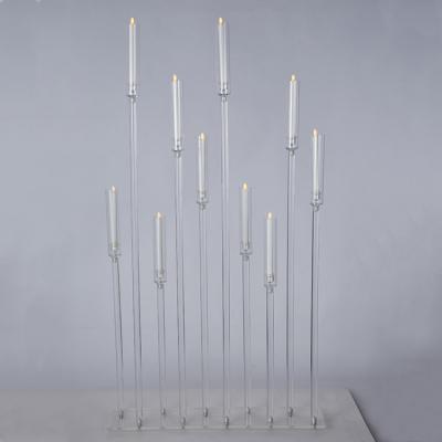 China European Style Wedding Event Candle Holder 10 Acrylic Crystal Candlestick Holders for sale