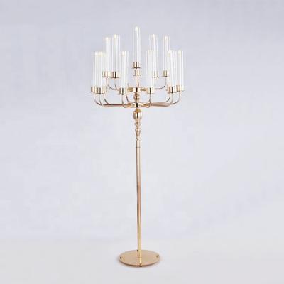 China Morden European Candle Holders Gold 4AM Style Tall Candle Holder For Wedding Home for sale