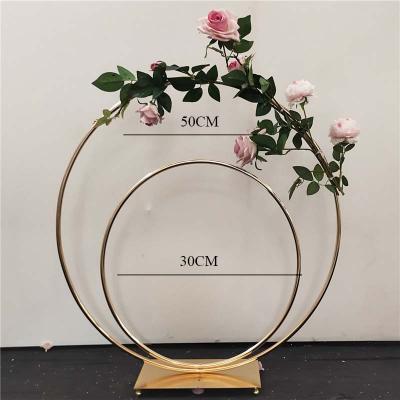 China Double Round Metal Circle Centerpiece Wedding Centerpieces for Wedding Table Centerpieces Flower Stand for sale