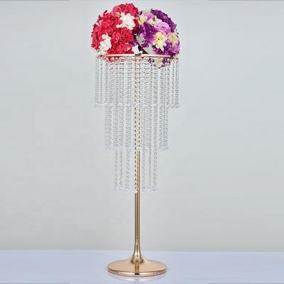 China Round Flower Wedding Centerpiece Stand Acrylic Gold Centerpieces For Wedding Table Flower for sale